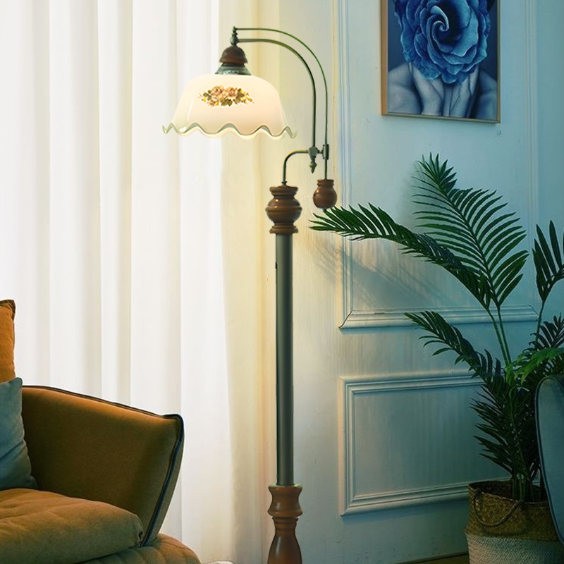 Floor lamp with flower shade Lotus floor lamp vintage Ping Lighting